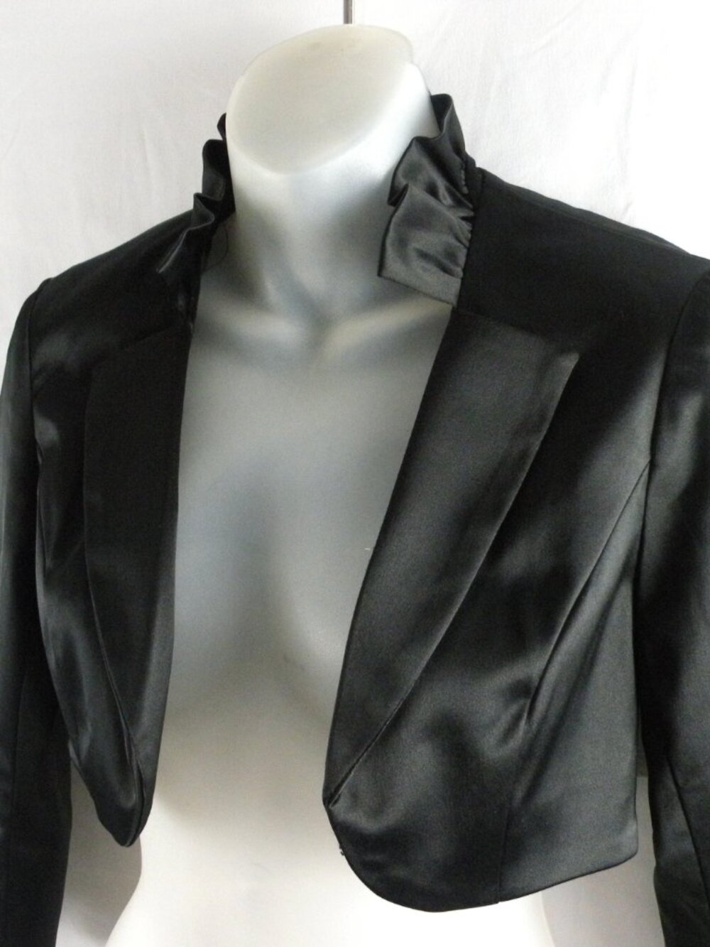 White House Black Market Black Satin Bolero Jacket XXS